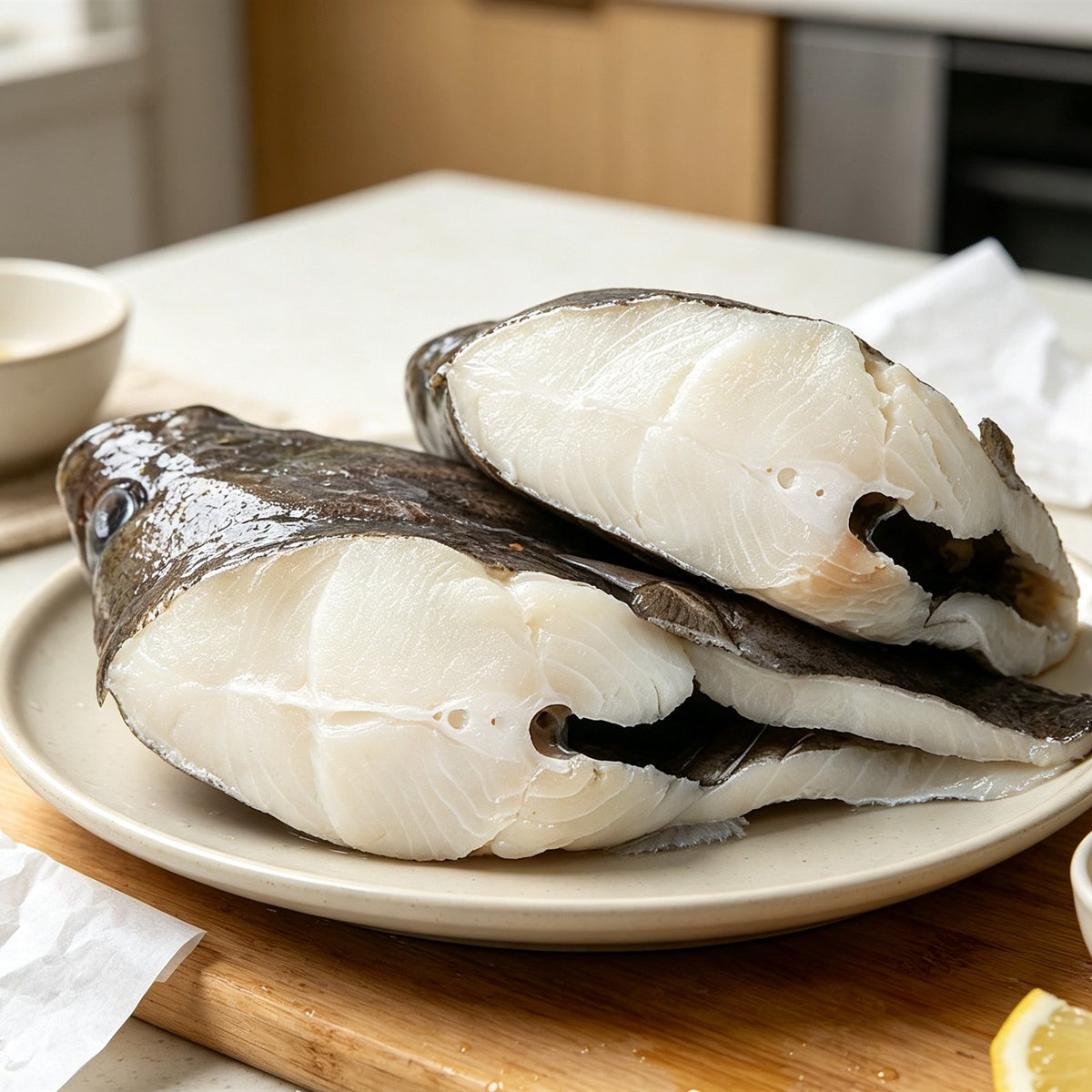 Fresh Skin-On Halibut Steak Cuts